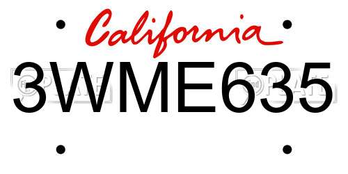 3WME635 California License Plate