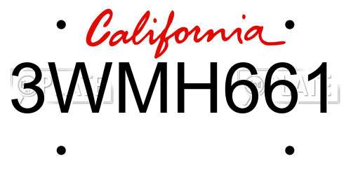 3WMH661 California License Plate