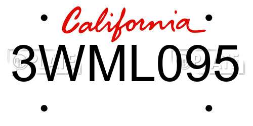 3WML095 California License Plate