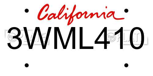 3WML410 California License Plate
