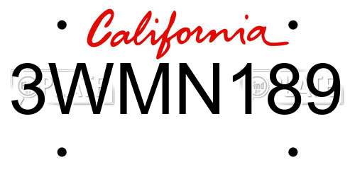 3WMN189 California License Plate