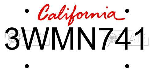 3WMN741 California License Plate