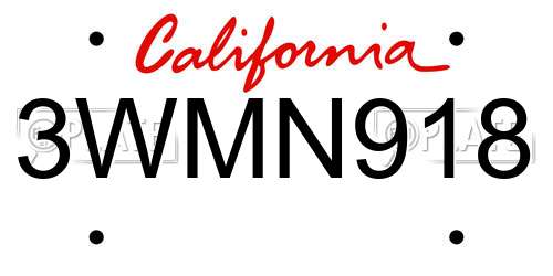 3WMN918 California License Plate