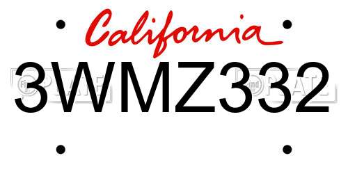 3WMZ332 California License Plate