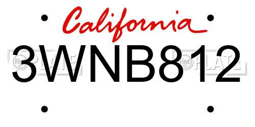 3WNB812 California License Plate