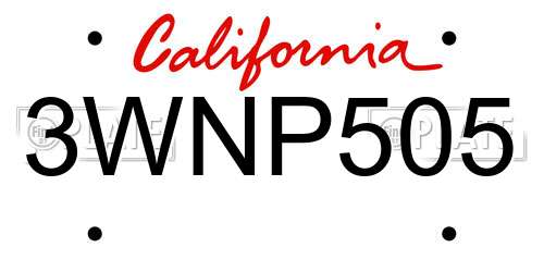 3WNP505 California License Plate