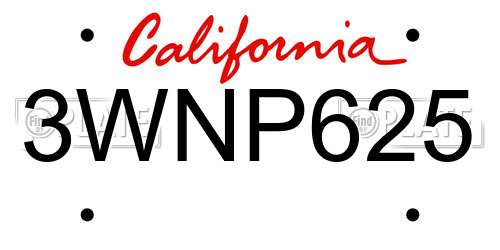 3WNP625 California License Plate