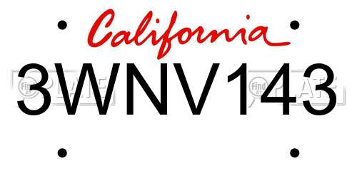 3WNV143 California License Plate
