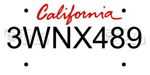 3WNX489 California License Plate