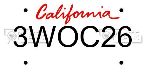3WOC26 California License Plate