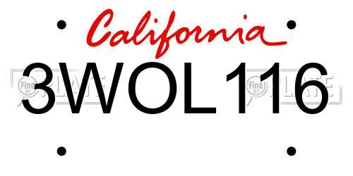3WOL116 California License Plate