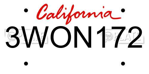 3WON172 California License Plate