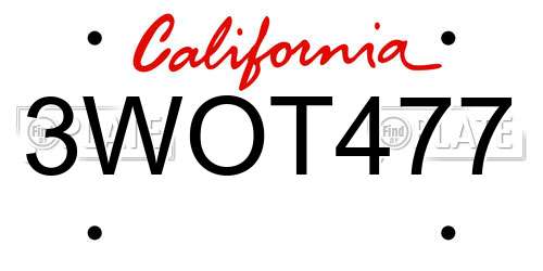 3WOT477 California License Plate