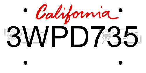 3WPD735 California License Plate