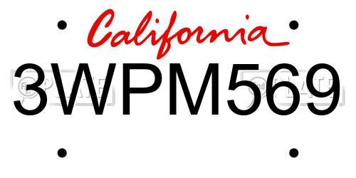 3WPM569 California License Plate
