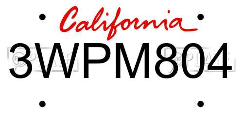 3WPM804 California License Plate