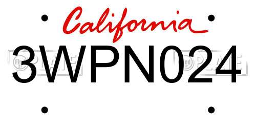 3WPN024 California License Plate