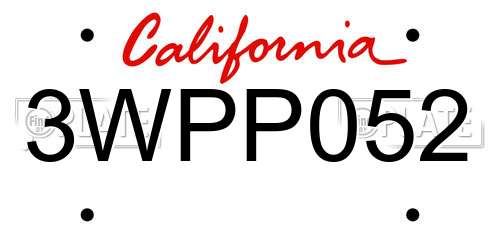 3WPP052 California License Plate