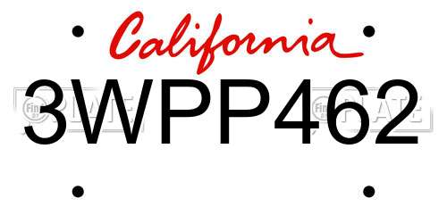 3WPP462 California License Plate