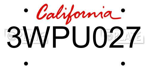 3WPU027 California License Plate