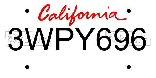3WPY696 California License Plate