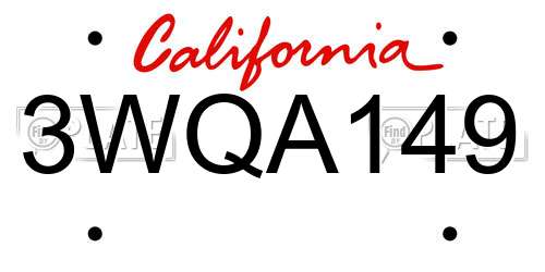 3WQA149 California License Plate