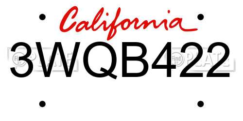 3WQB422 California License Plate