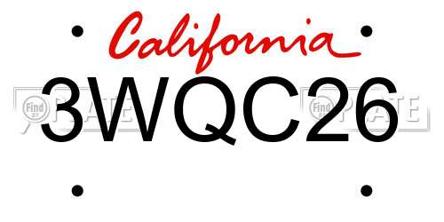 3WQC26 California License Plate