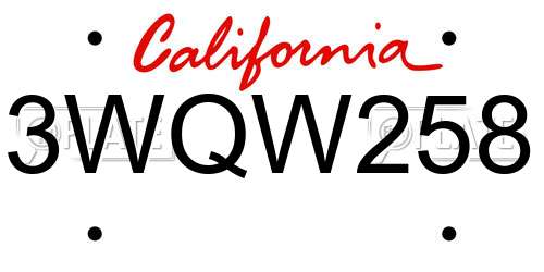 3WQW258 California License Plate