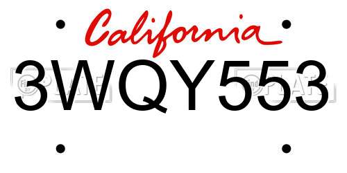 3WQY553 California License Plate