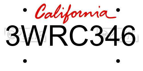 3WRC346 California License Plate