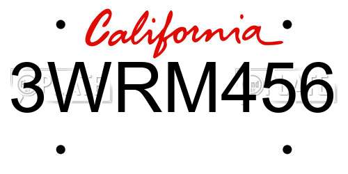 3WRM456 California License Plate