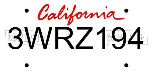 3WRZ194 California License Plate