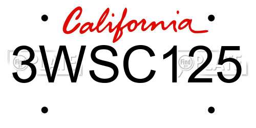 3WSC125 California License Plate