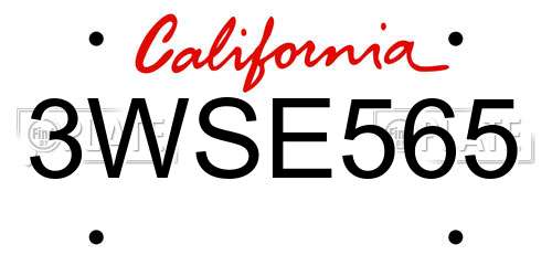 3WSE565 California License Plate