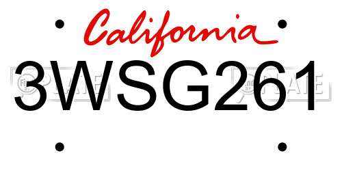 3WSG261 California License Plate