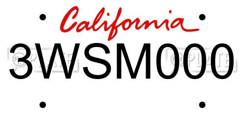 3WSM000 California License Plate
