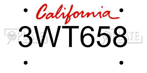 3WT658 California License Plate