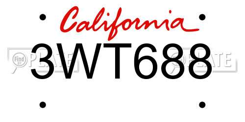 3WT688 California License Plate