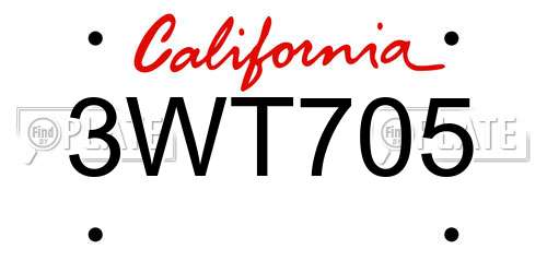 3WT705 California License Plate