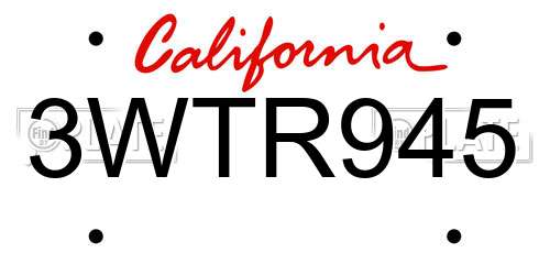 3WTR945 California License Plate