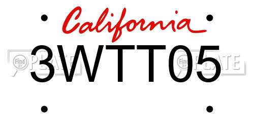 3WTT05 California License Plate