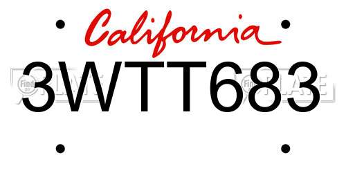 3WTT683 California License Plate