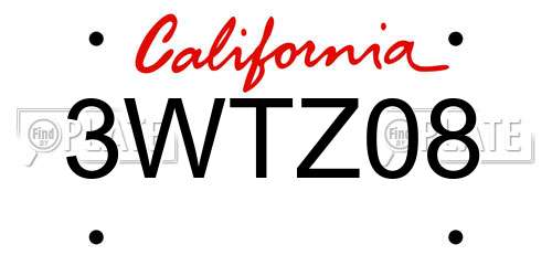 3WTZ08 California License Plate