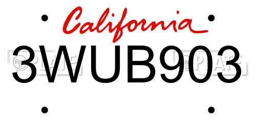 3WUB903 California License Plate