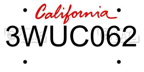 3WUC062 California License Plate