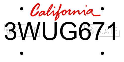 3WUG671 California License Plate