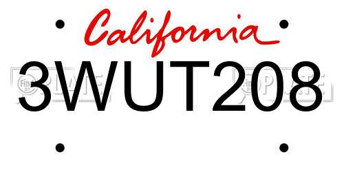 3WUT208 California License Plate