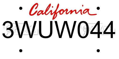 3WUW044 California License Plate