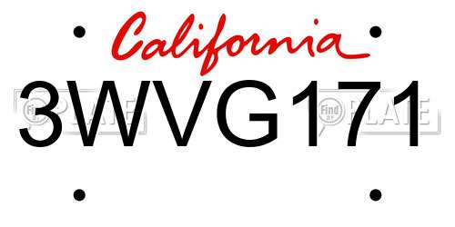 3WVG171 California License Plate